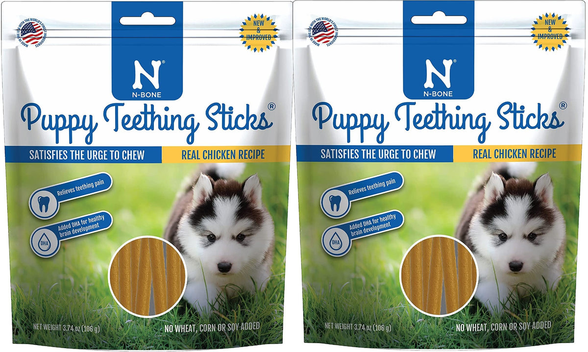 N-Bone golosinas para dentición de cachorros, textura flexible para dientes en desarrollo.