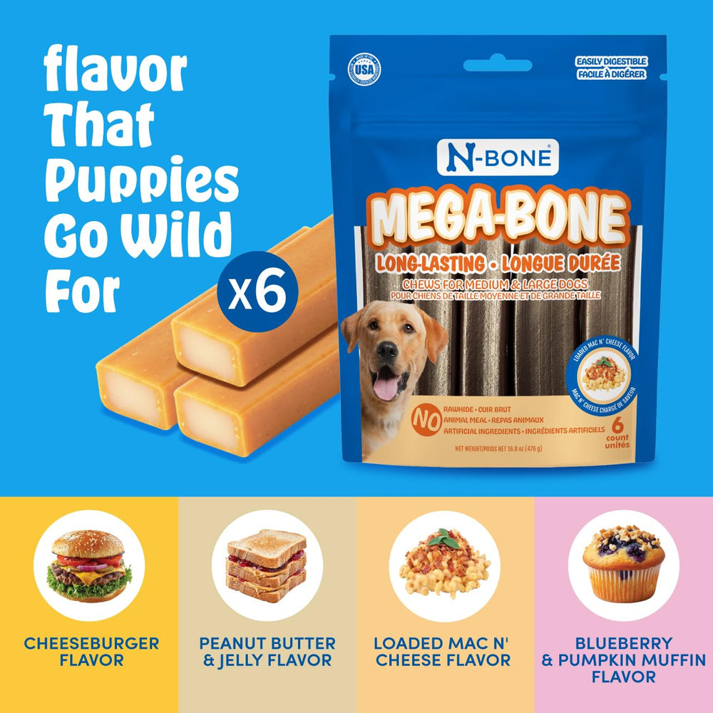 N-Bone Mega-Bone sin cuero crudo para perros sensibles