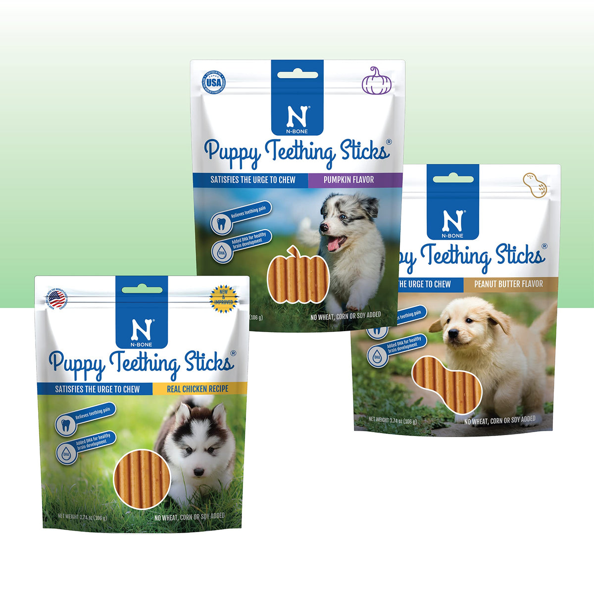 N-Bone Puppy Teething Sticks: empaque de variedad para probar sabores en cachorros