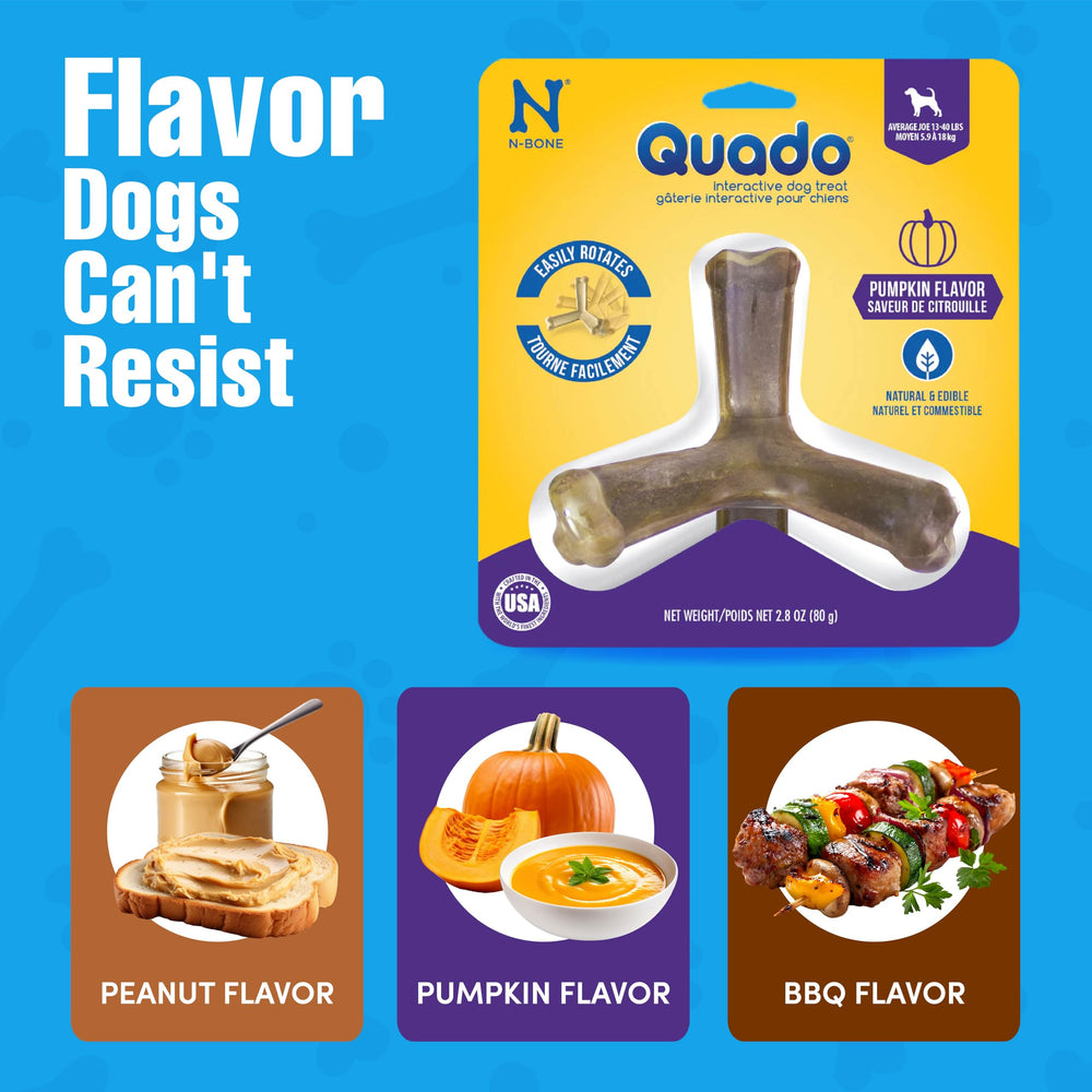 N-Bone Quado Interactive Chew, masticando, ayuda potencial a mantener dientes limpios.