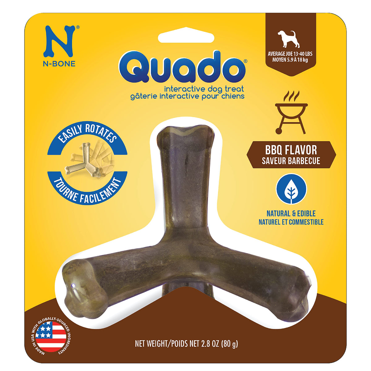 N-Bone Quado interactivo barbacoa: entretenimiento y premio comestible para perros.