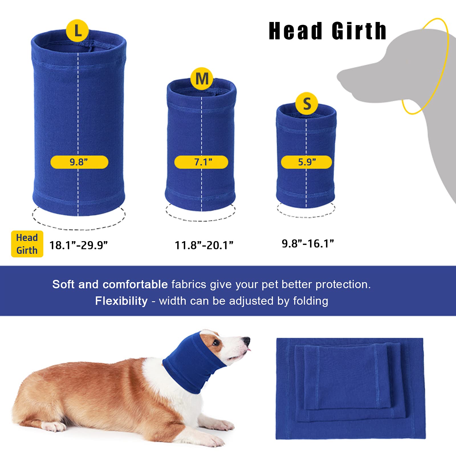 Nanaki capuche calmante: ajustement facile pour différentes tailles de chiens.