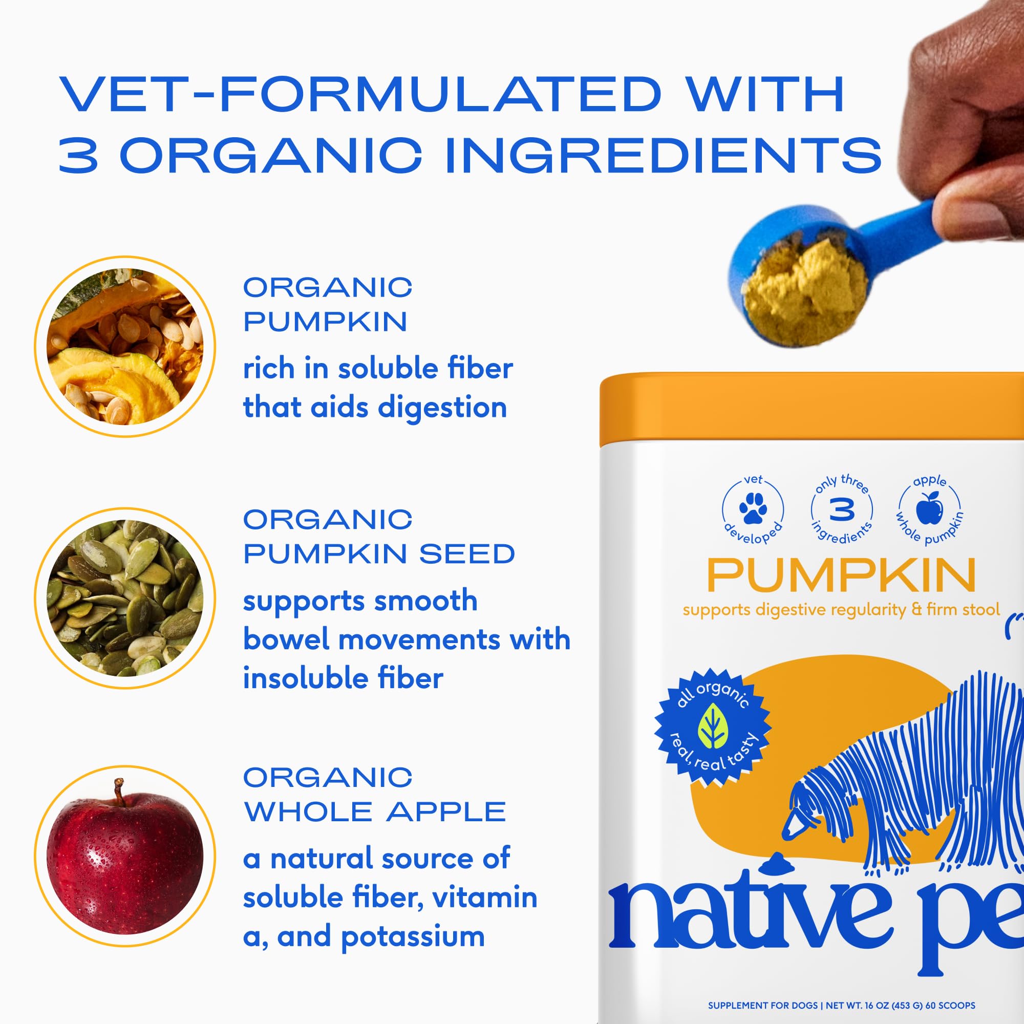 Native Pet Calabaza, fibra equilibrada para regular la digestión