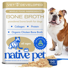 Native Pet caldo de huesos de pollo en polvo para perros y gatos, sabor apetitoso para mayor palatabilidad