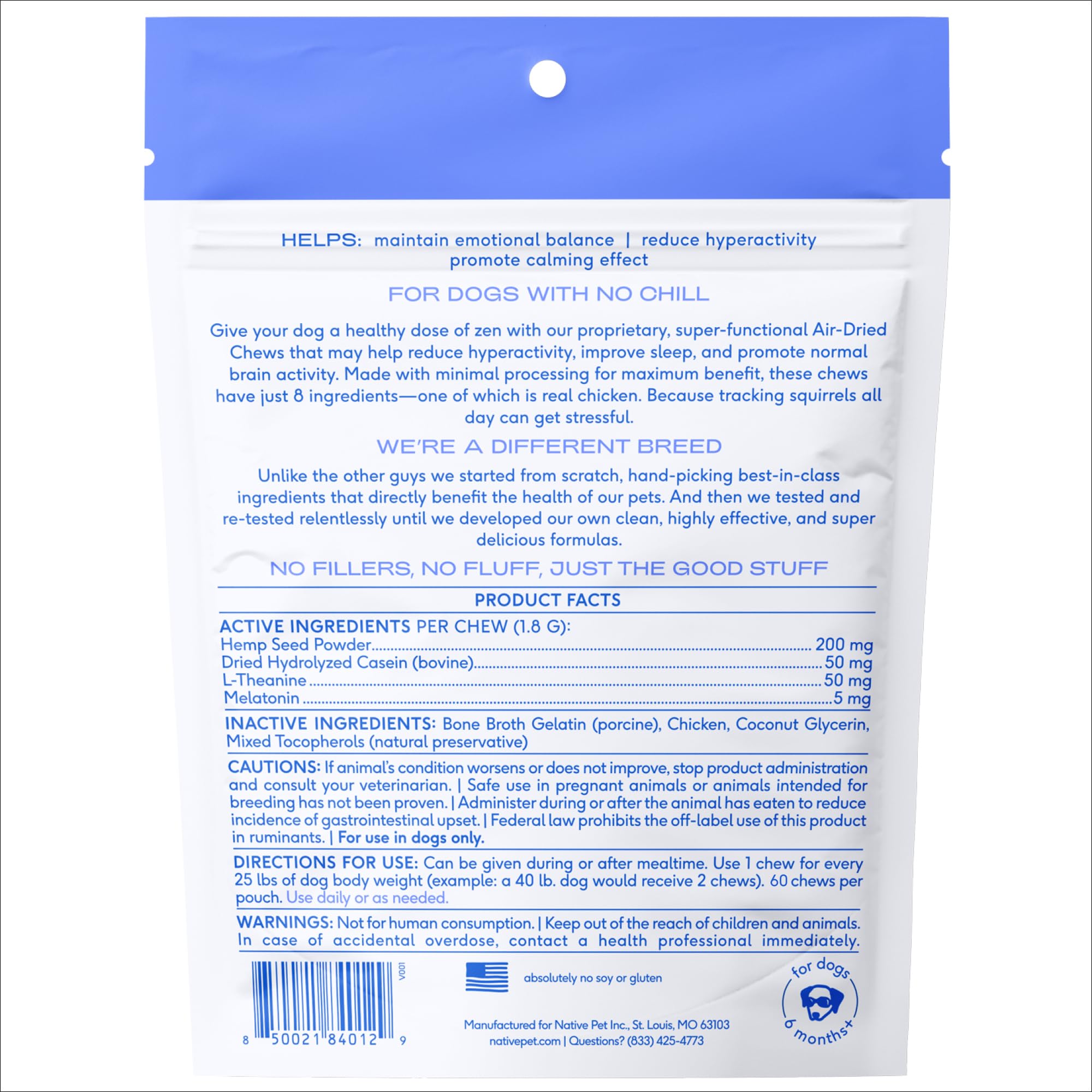 Native Pet Calming Chews: enfoque científico para apoyar la calma y el bienestar