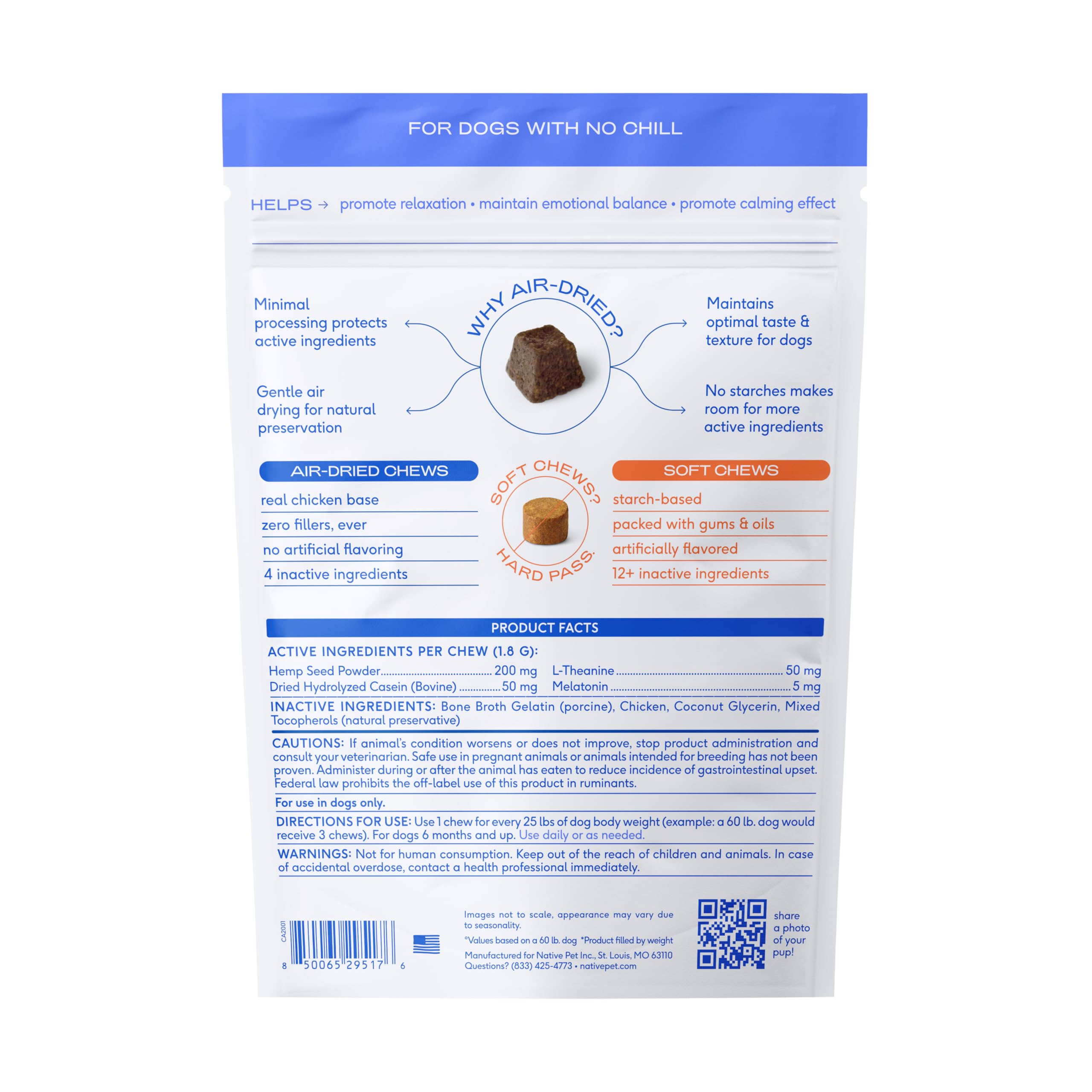 Native Pet Calming Chews: sabor pollo real y equilibrio emocional
