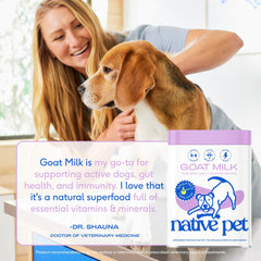 Native Pet comida con polvo de leche de cabra para perros.