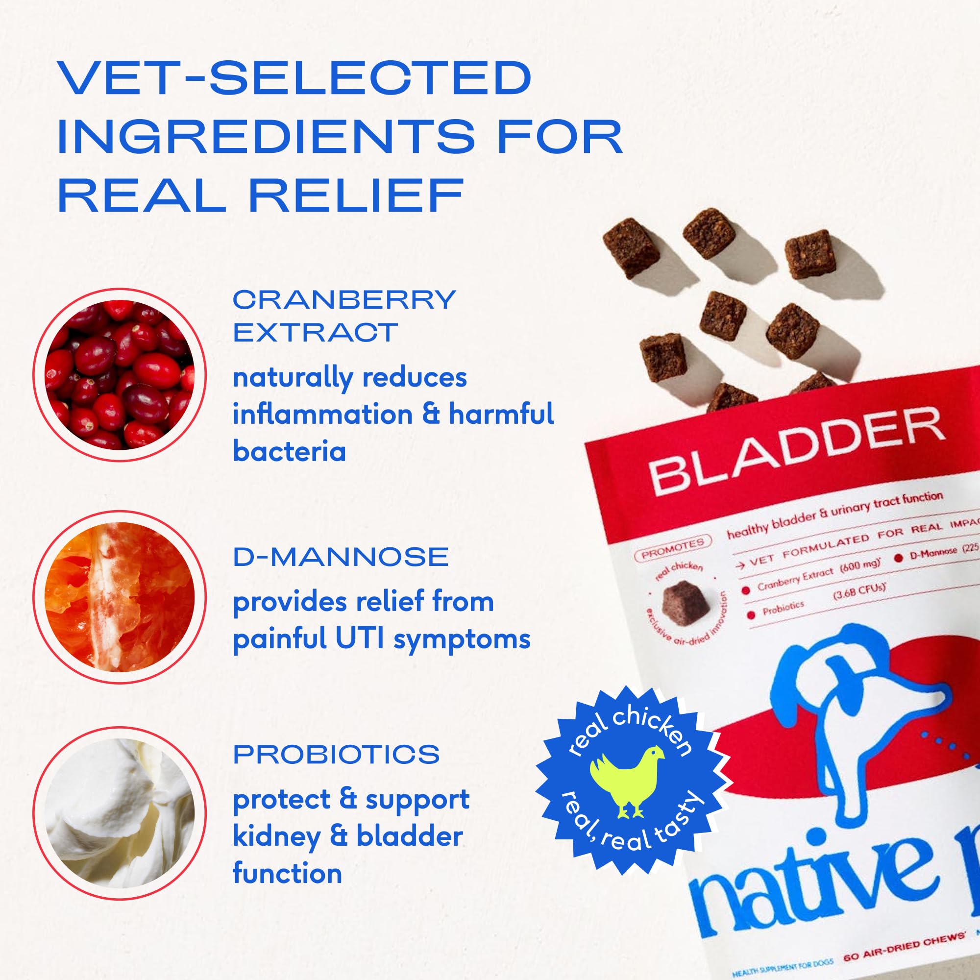 Native Pet Extracto de arándano: ingrediente activo para la salud urinaria.