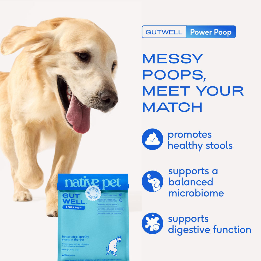 Native Pet GutWell Power Poop: dosificador facilita porciones consistentes para perros de todos los tamaños.