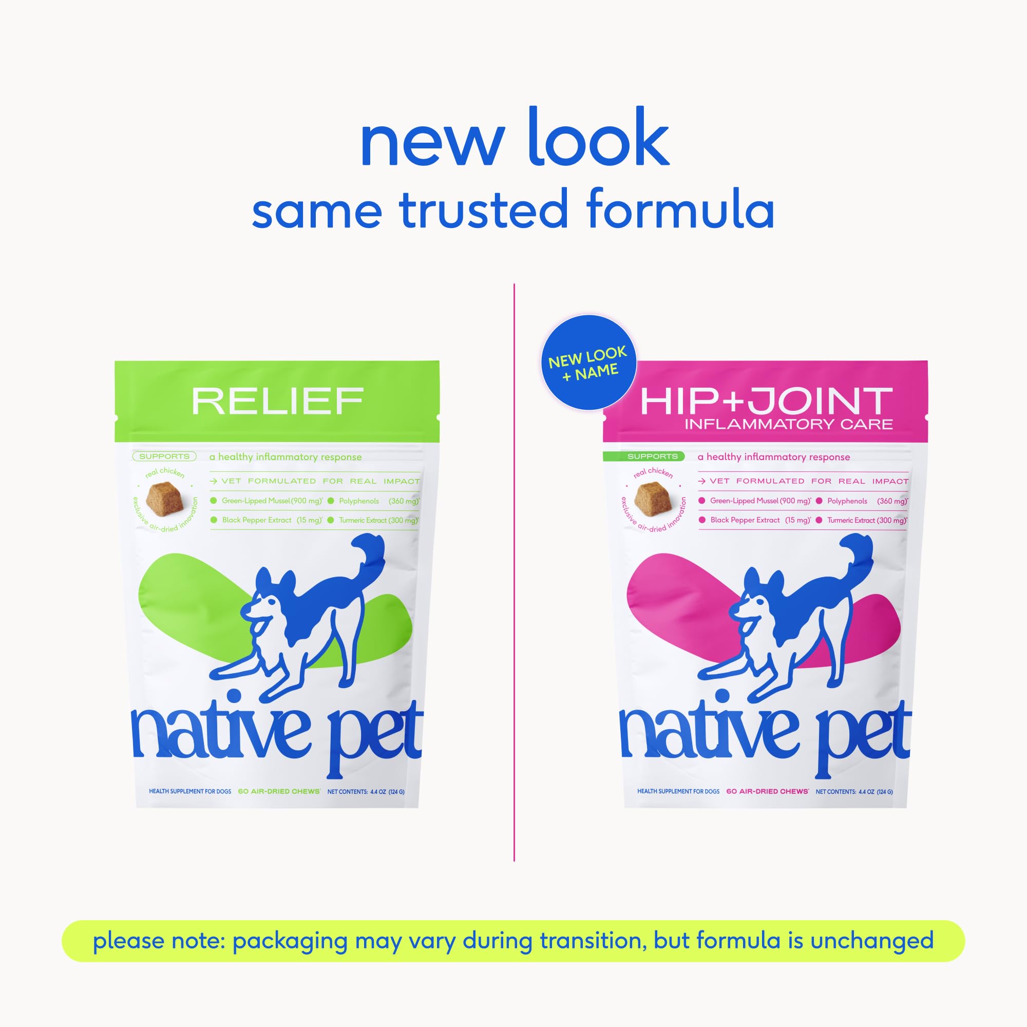Native Pet Inflammatory Care: masticables de pollo para perros, apoyo a la movilidad diaria