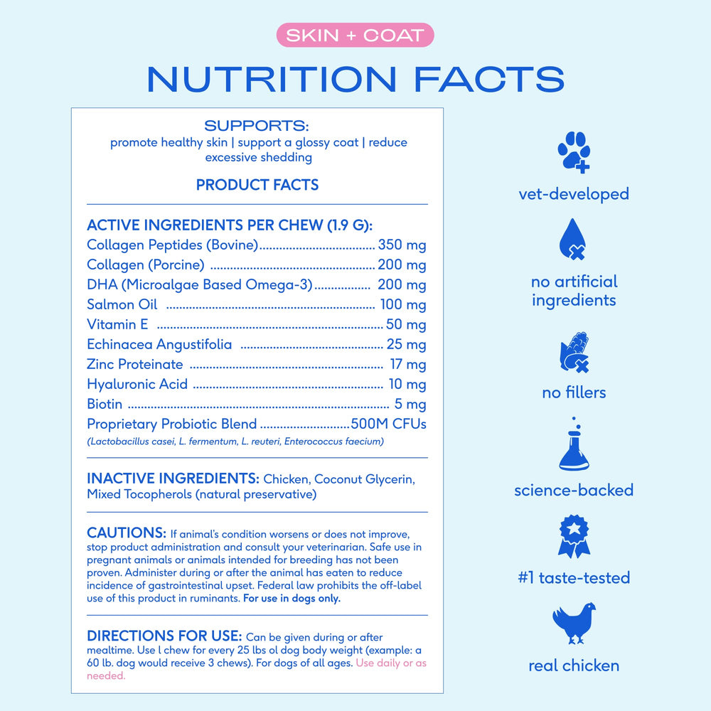 Native Pet Skin & Coat Chews: formulado por nutricionista veterinario certificado.