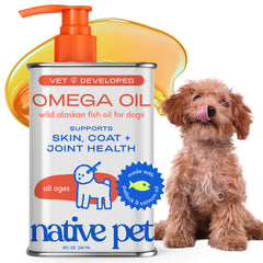 Native Pet Omega-3 Aceite Pescado para perros y gatos mejora piel y pelaje.