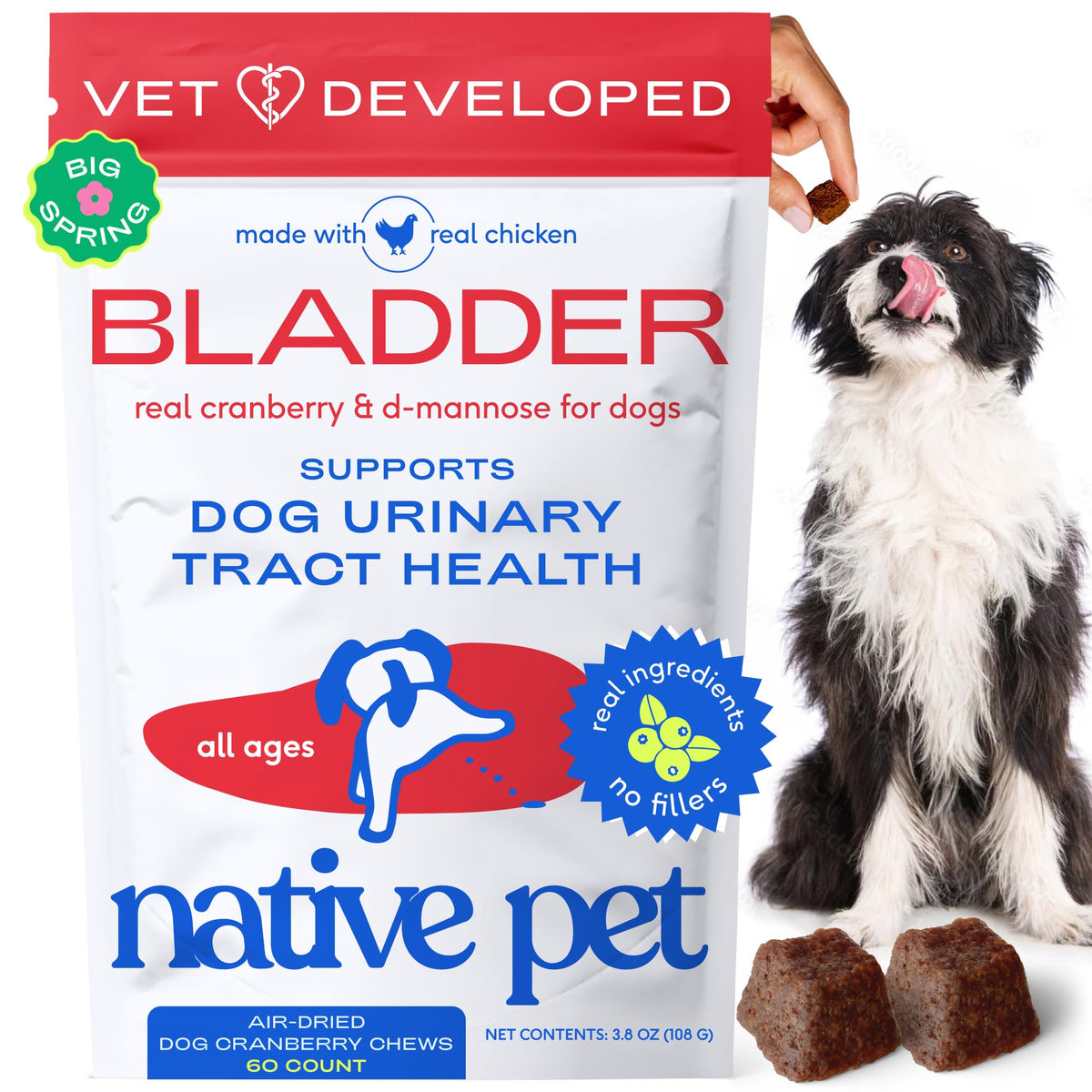 Native Pet: tratamiento UTI para perros con arándano que apoya la salud urinaria.