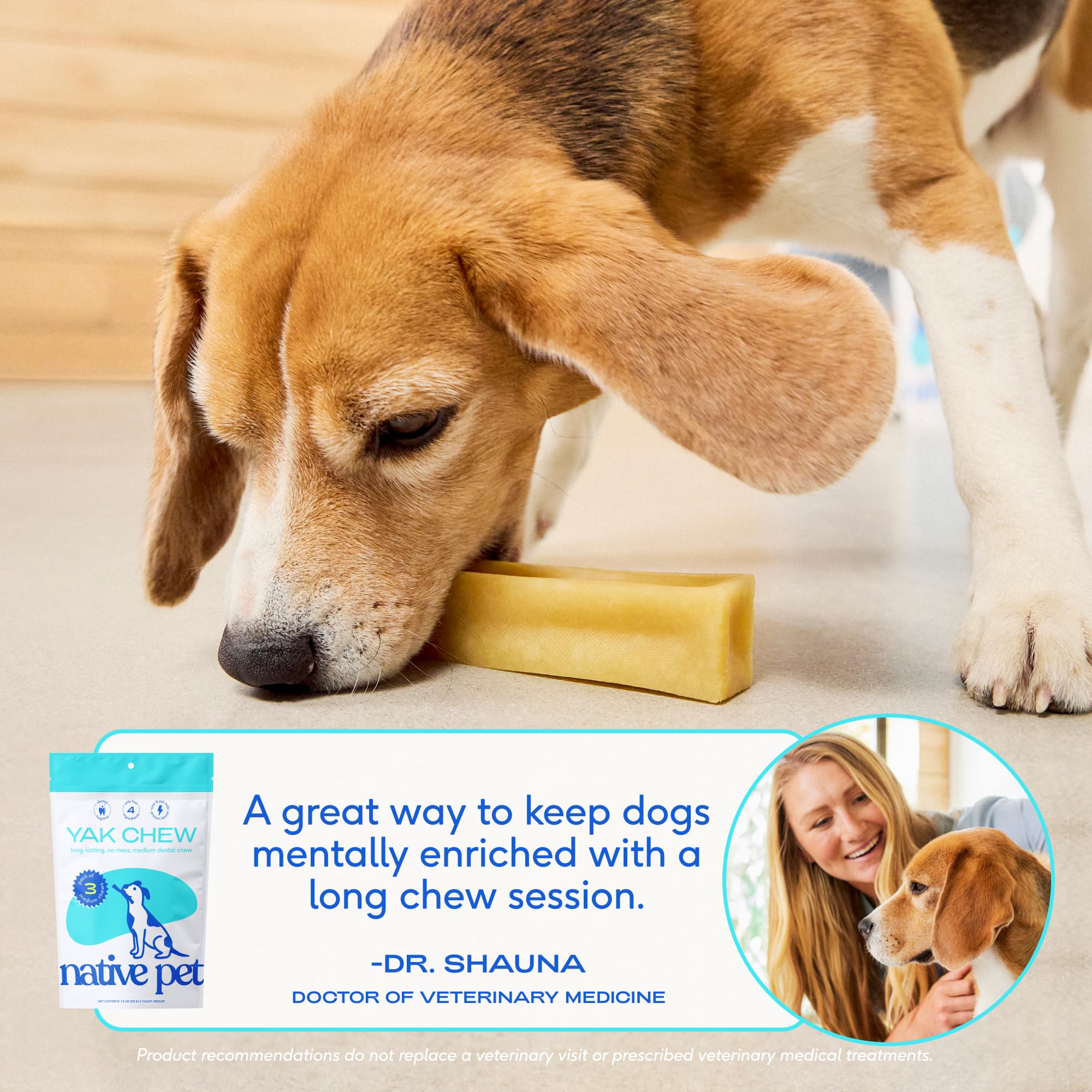 Premio de masticación para perros grandes con Yak Himalayo de Native Pet