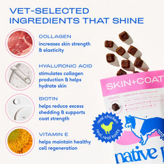 Native Pet Skin & Coat Chews: sabor agradable apto para perros de todas las edades.