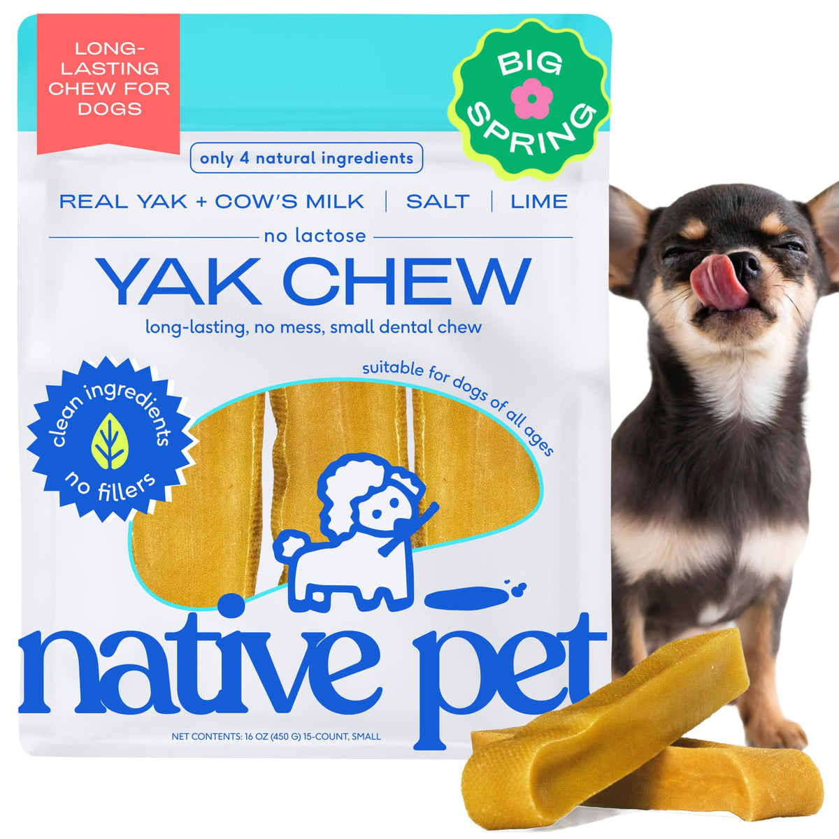 Native Pet Yak Cheese Himalayo duradero para perros pequeños, mejora la masticación.