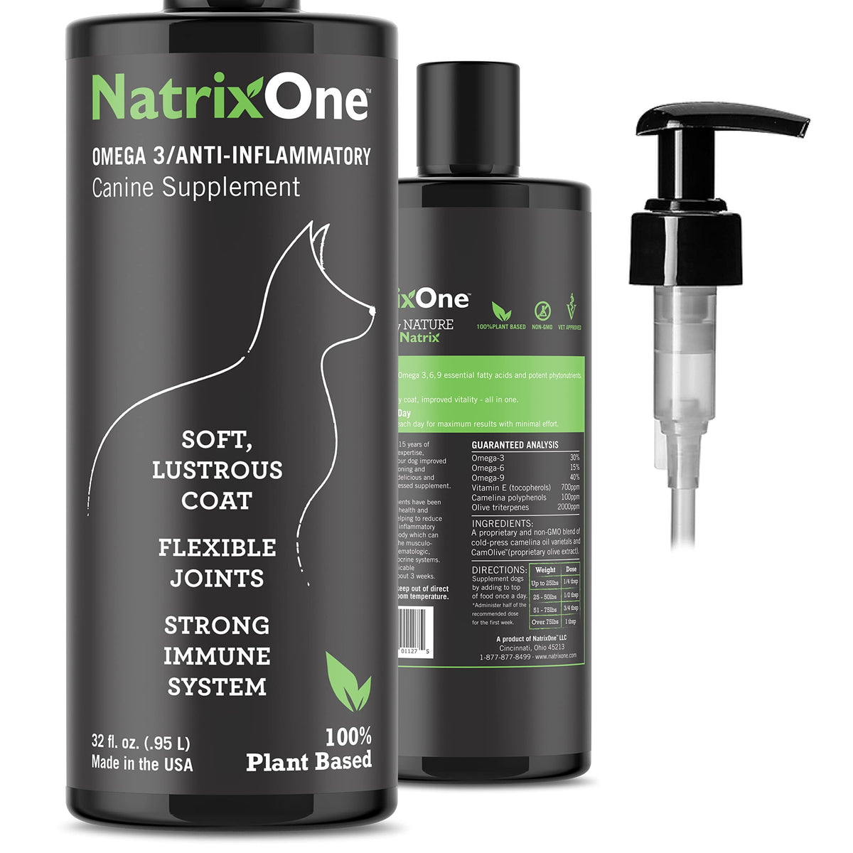 NatrixOne Aceite camelina para perro, botella 32oz, mejora pelaje y piel
