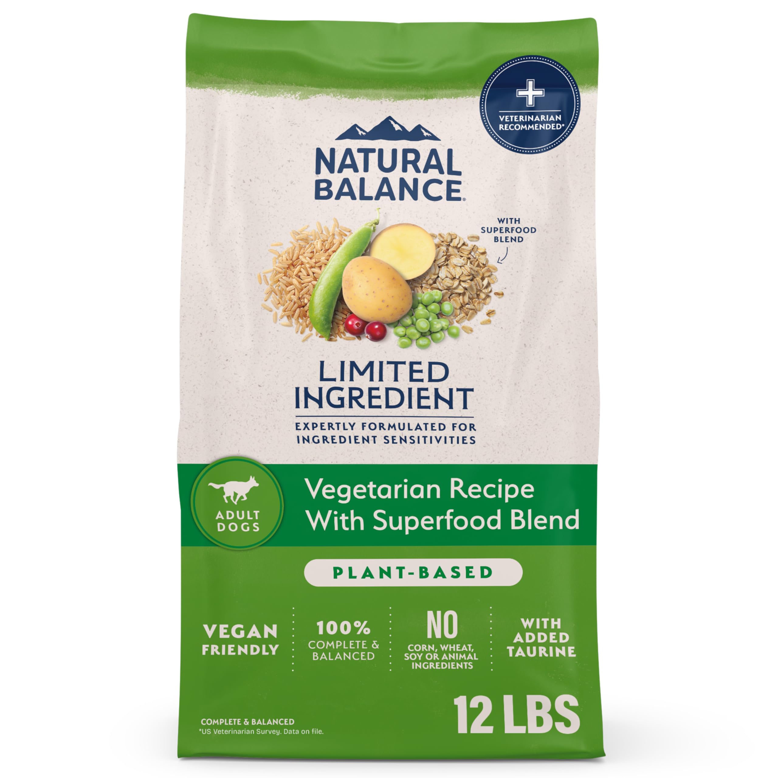 Natural Balance bolsa de 12 libras con receta vegetariana para perros