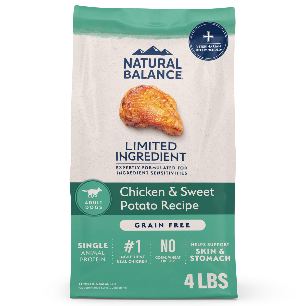 Natural Balance alimento seco para perro con pollo y patata dulce, proteína única