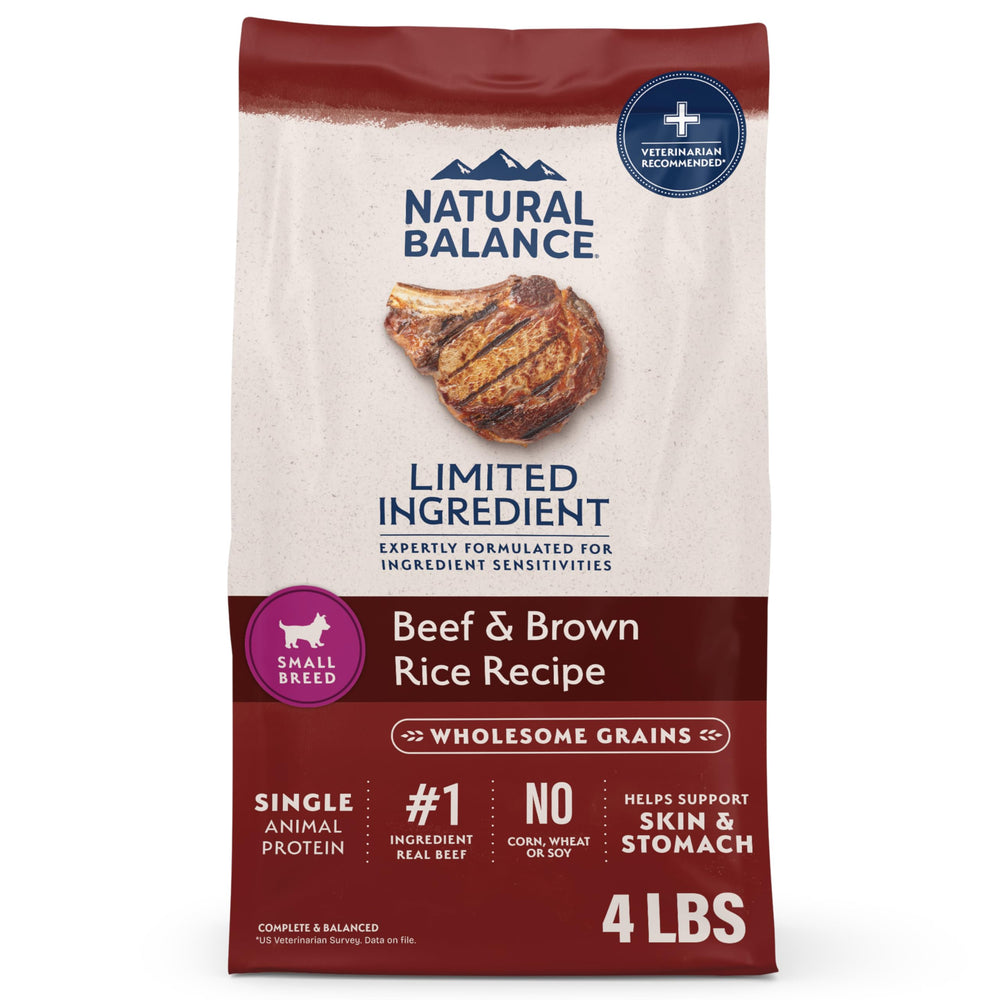 Natural Balance alimento seco para perros pequeños, empaque frontal práctico para viajes