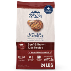 Natural Balance bolsa 24 libras muestra comida seca para perros y su tamaño práctico