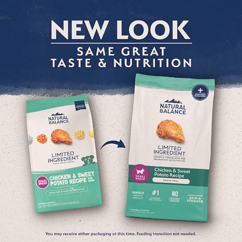 Natural Balance croquetas para perro pequeño, textura crujiente para dientes sanos.
