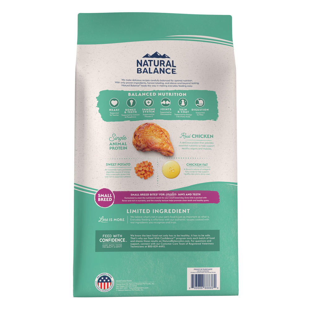 Natural Balance dieta de ingredientes limitados para razas pequeñas.