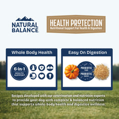 Digestión suave gracias a prebióticos y probióticos de Natural Balance.