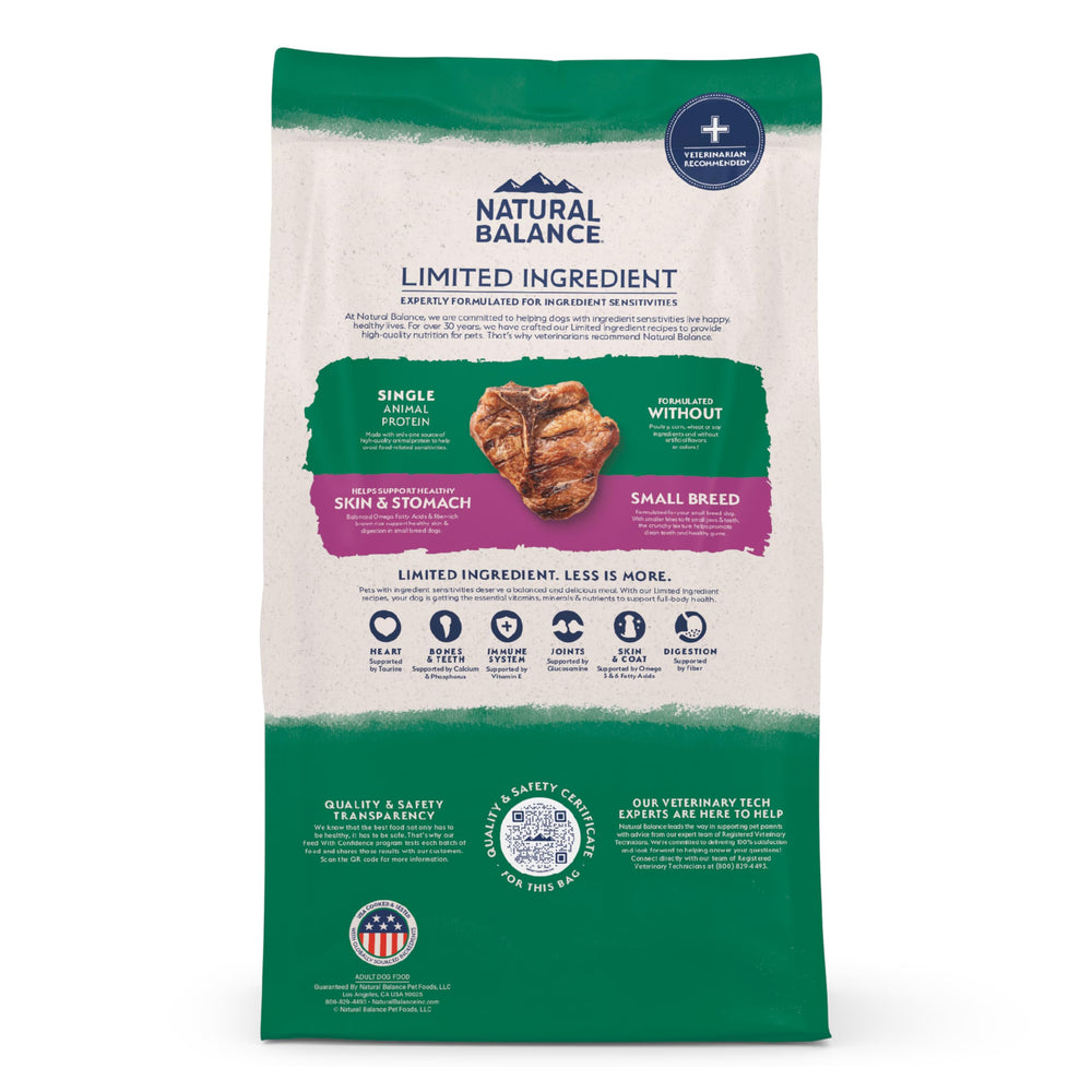 Bolsa de 4 libras de Natural Balance lista para alimentar diariamente.