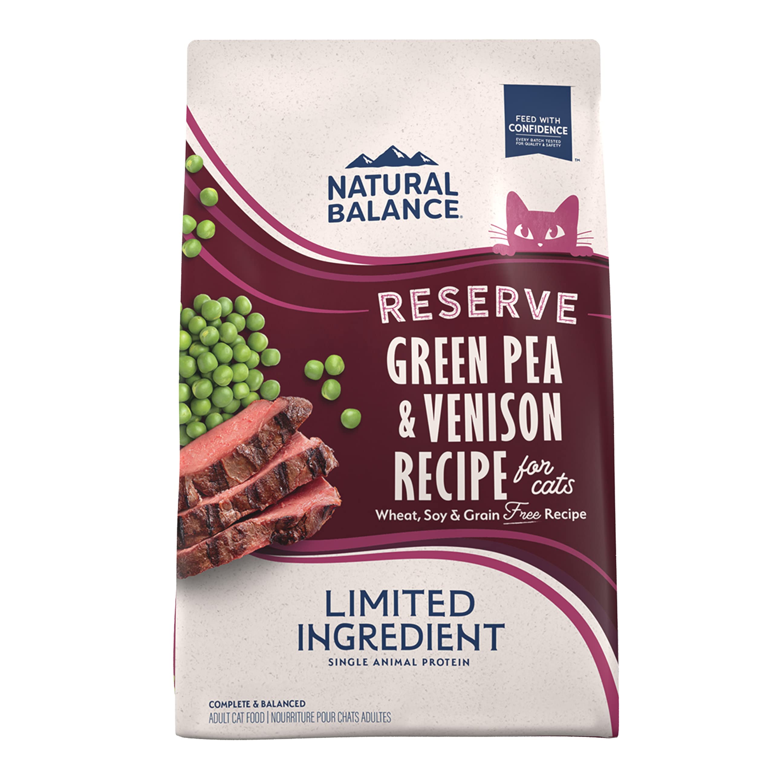 Natural Balance para gatos venado y guisantes, bolsa 4 lb, nutrición simple para diario