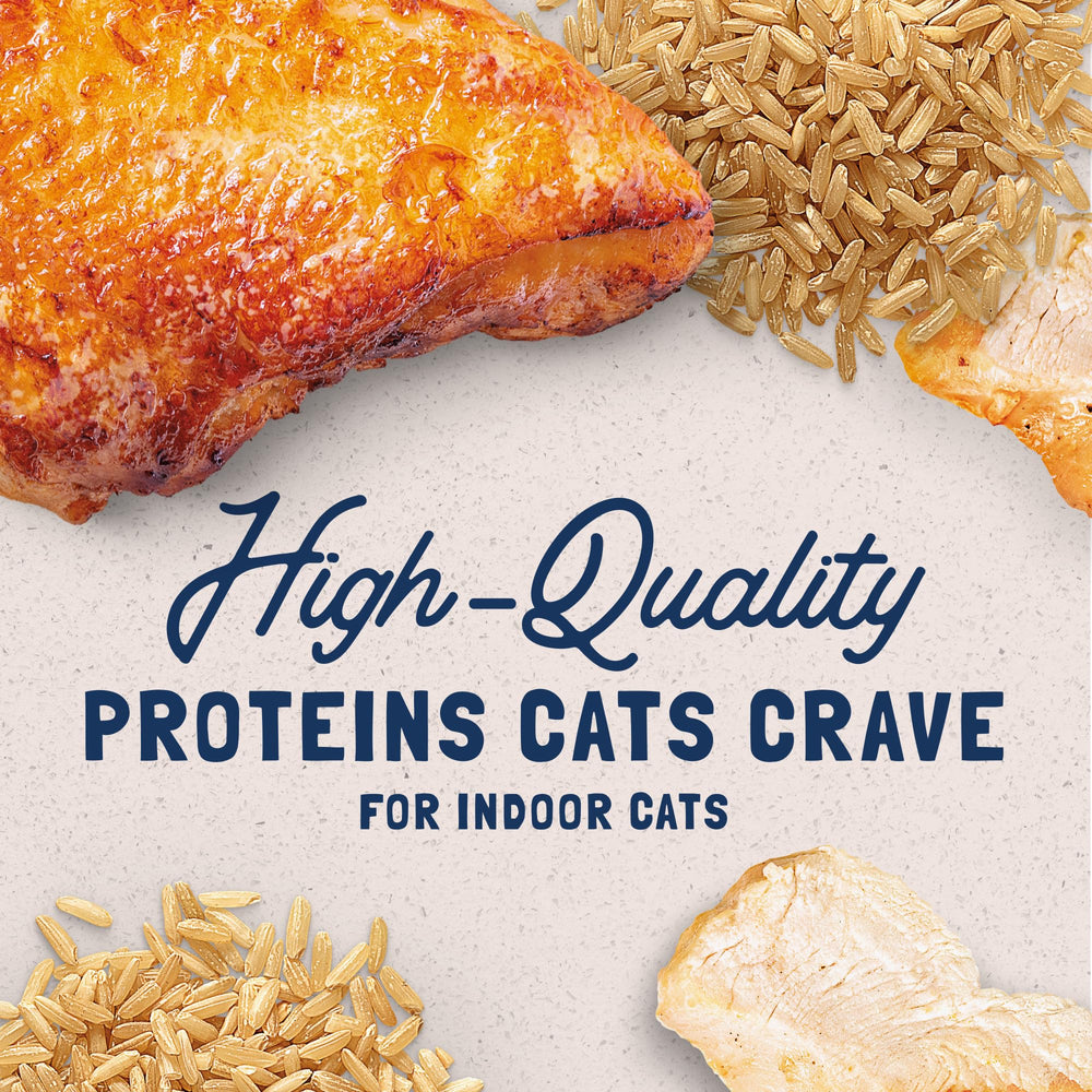 Natural Balance, arroz integral, fibra suave para digestión en gatos indoor.