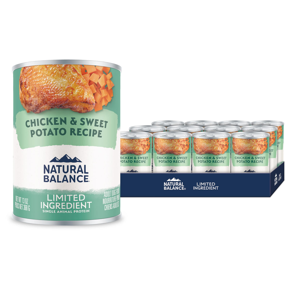 Lata individual de Natural Balance con pollo como única proteína para perros.
