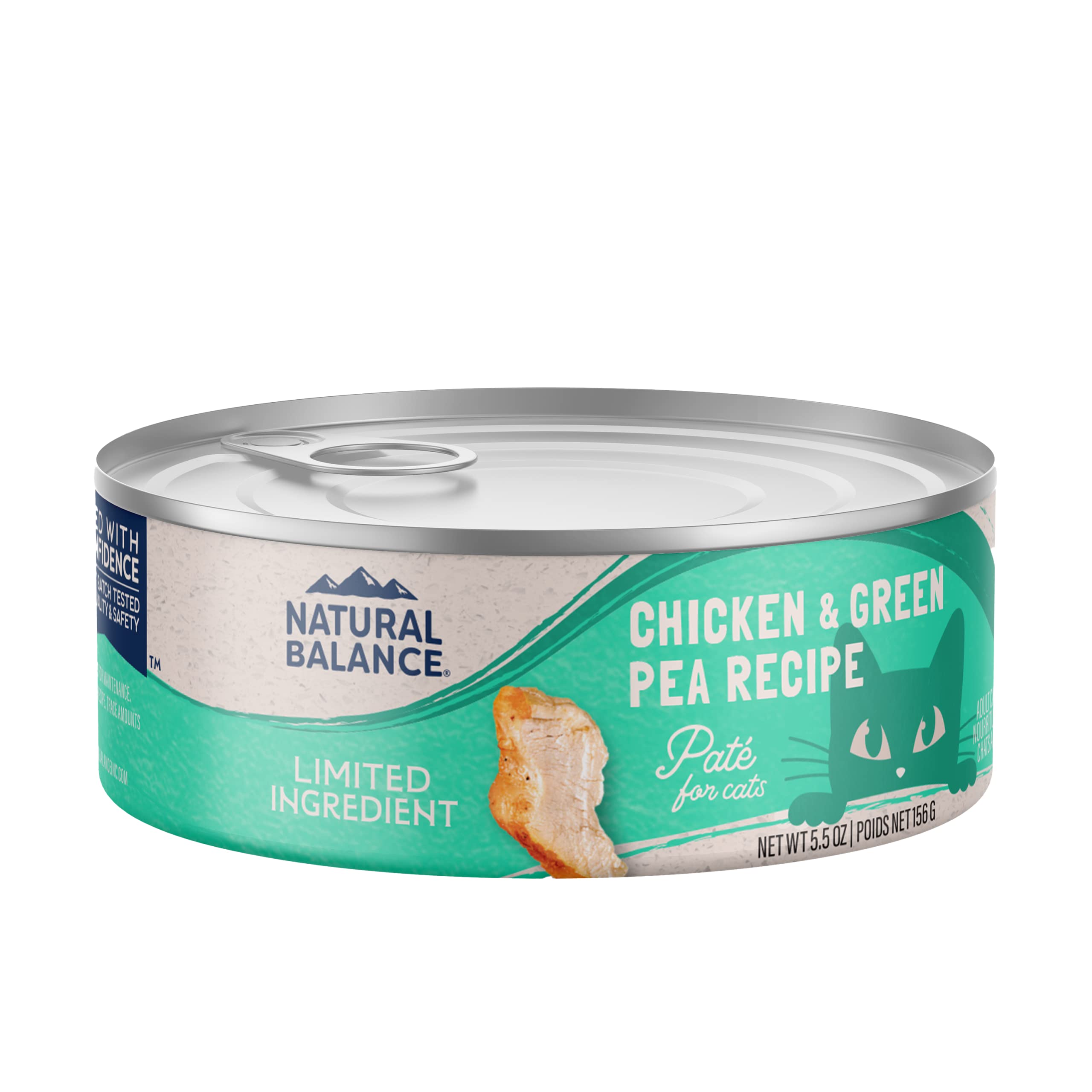 Natural Balance lata gato pollo con guisantes verdes, fuente de proteína única para gatos