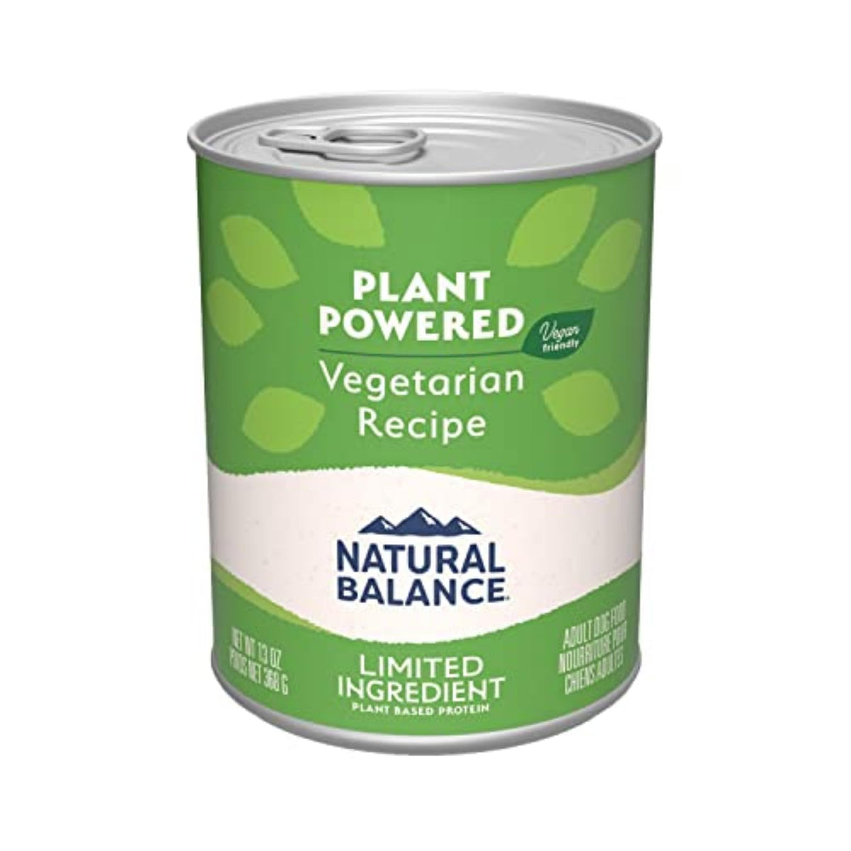 Natural Balance: lata vegetariana basada en plantas para perros, nutrición completa.