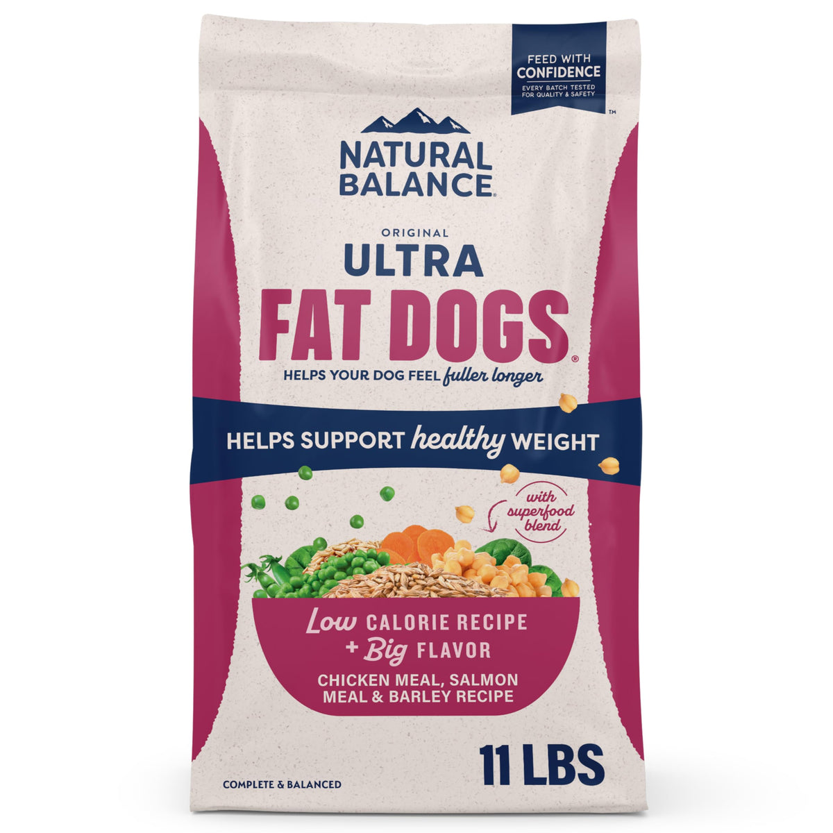 Natural Balance Original Ultra Fat, bolsa de 11 libras en primer plano para control de porciones.