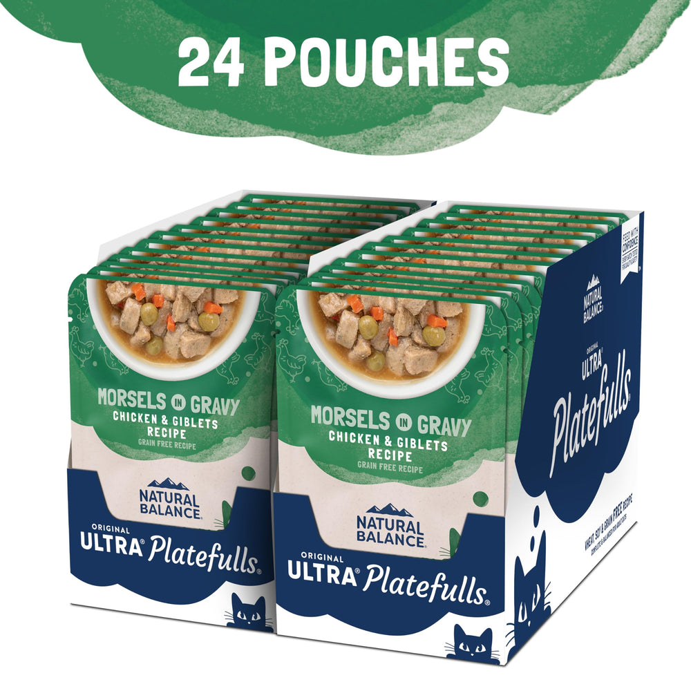 Natural Balance Platefulls con pollo en salsa para gatos adultos, fuente de proteína