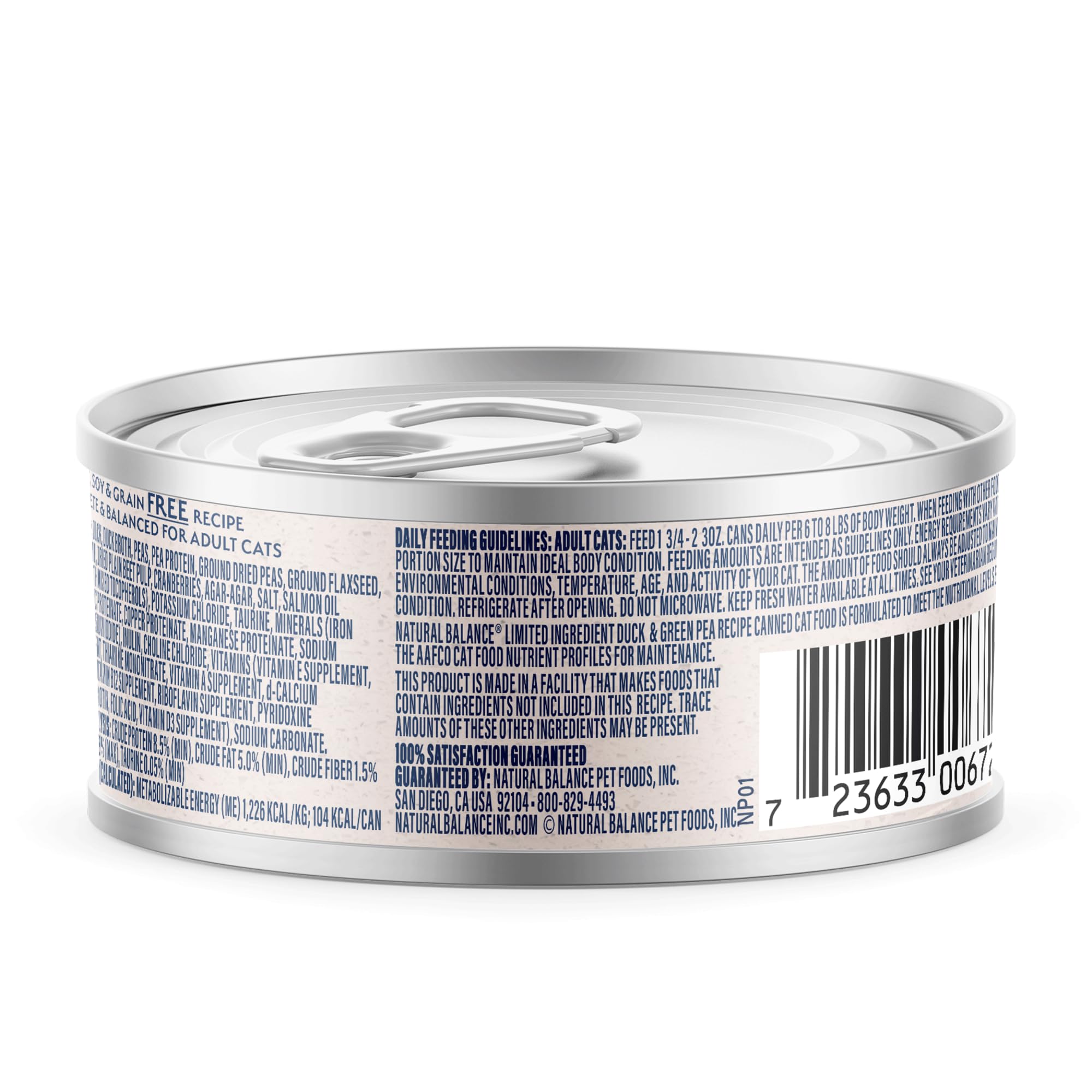 Natural Balance paté de pato con guisantes, fibra para digestión suave.