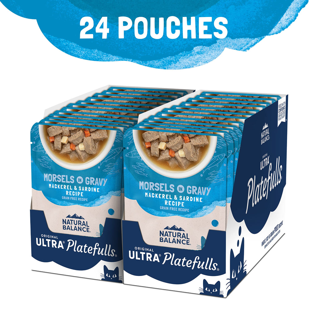 Platefulls Indoor con caballa y sardina, proteína principal de calidad para gatos.