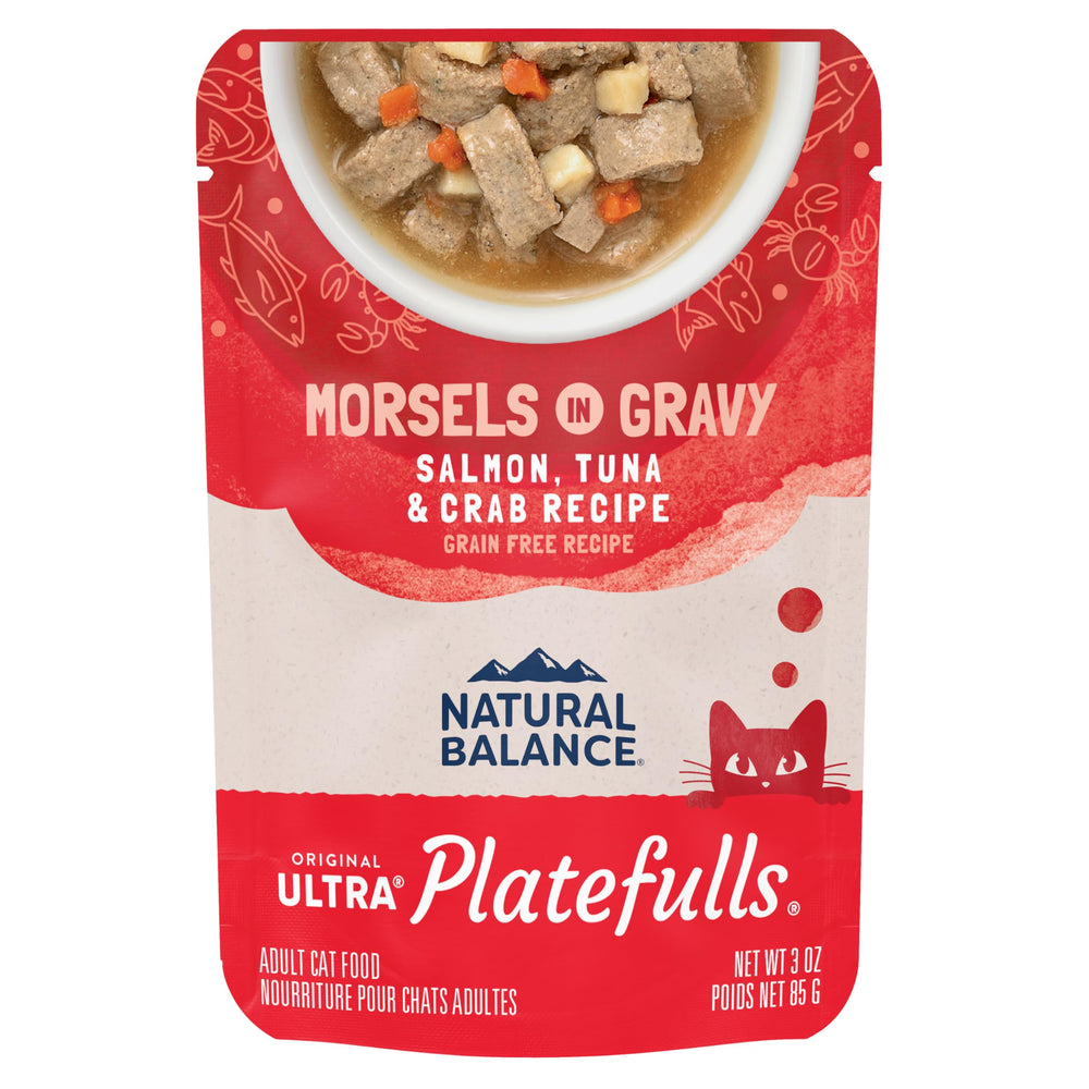 Natural Balance Platefulls, empaque de 24 sobres para gatos adultos.