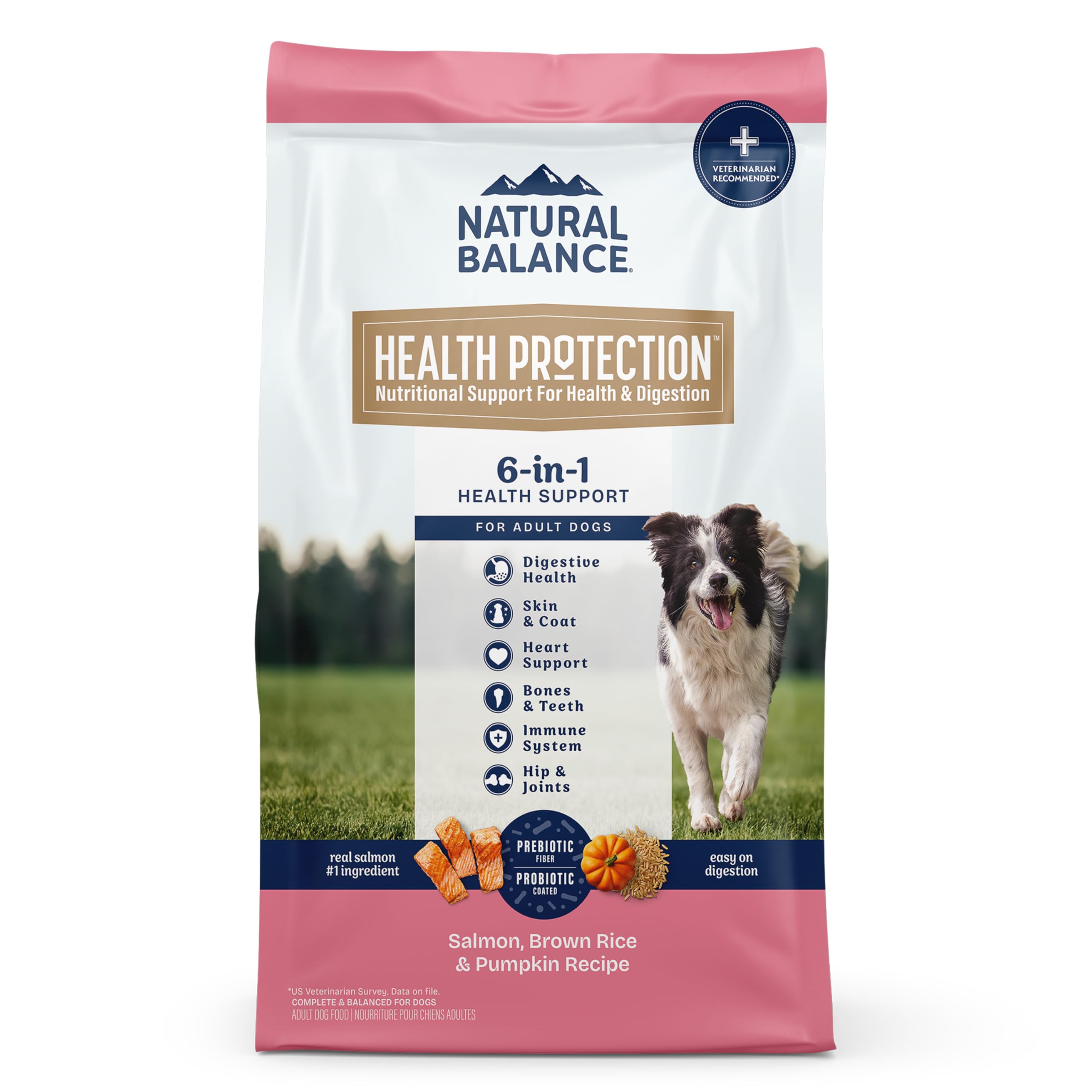 Natural Balance salmón real como primer ingrediente, proteína fácil de digerir