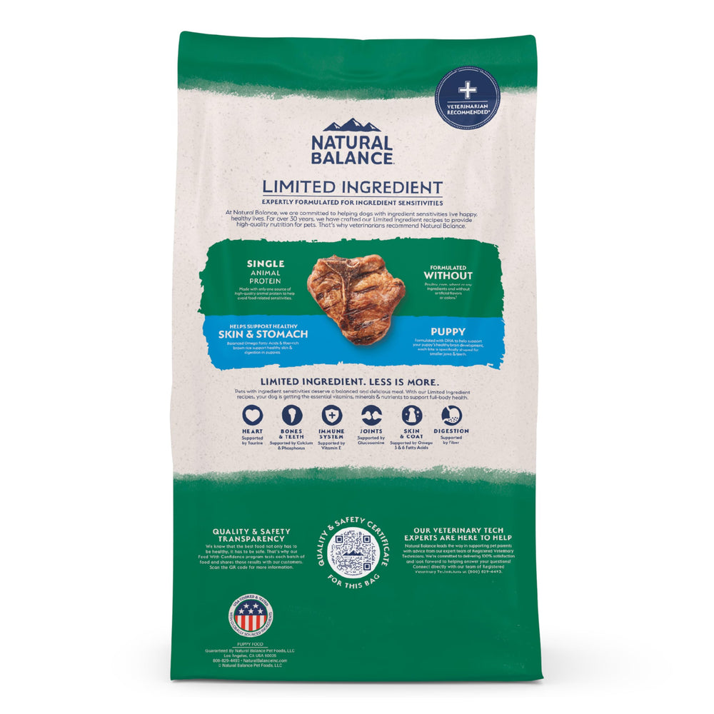 Natural Balance recomendado por veterinarios, alimento para cachorros.