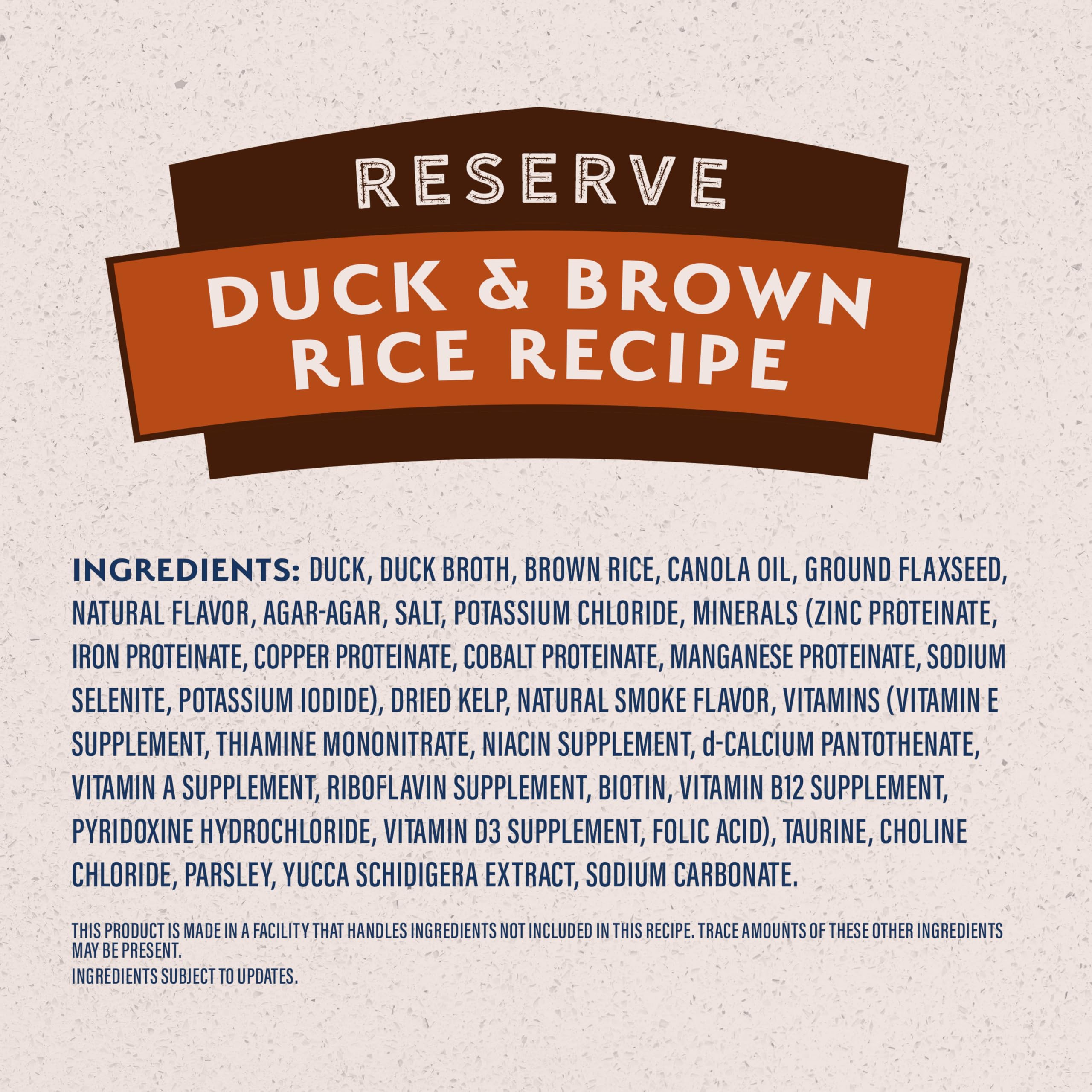 Natural Balance Reserva Pato Arroz, opción sin gluten para estómagos sensibles.