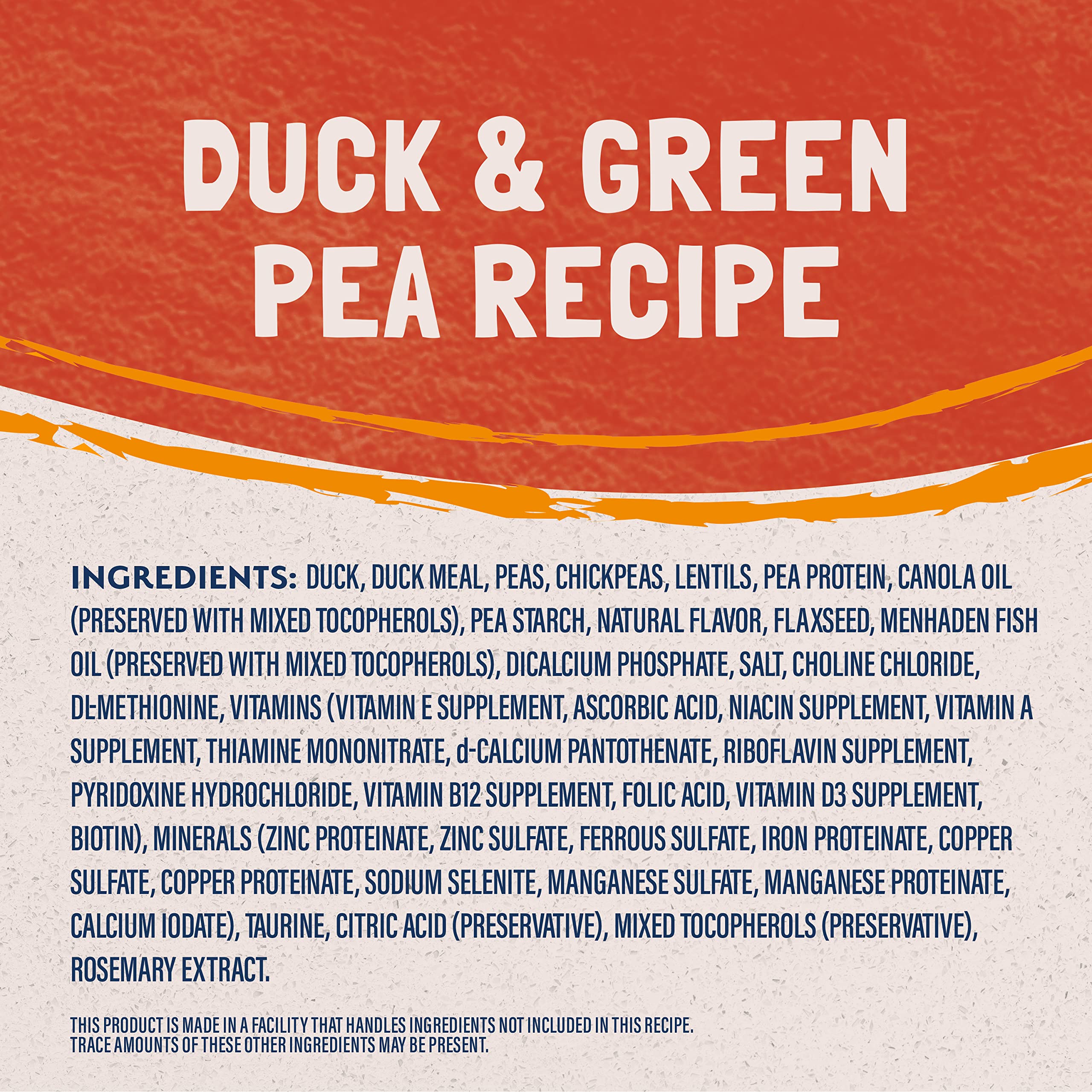 Natural Balance Reserve pato y guisante verde, ingredientes simples destacados