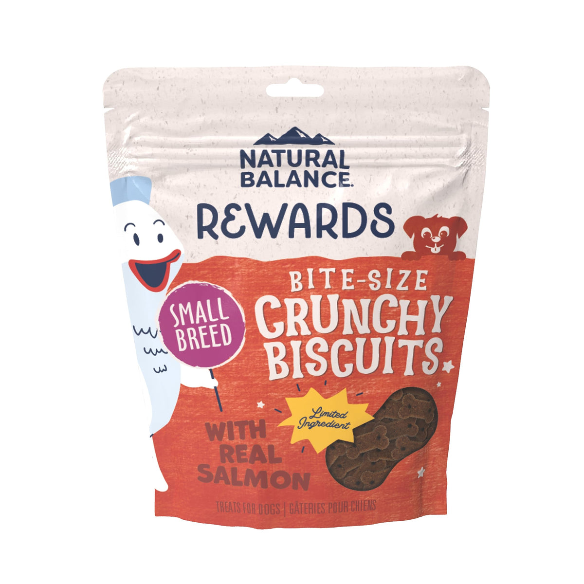 Natural Balance Rewards: biscitos crujientes de salmón para razas pequeñas, textura agradable
