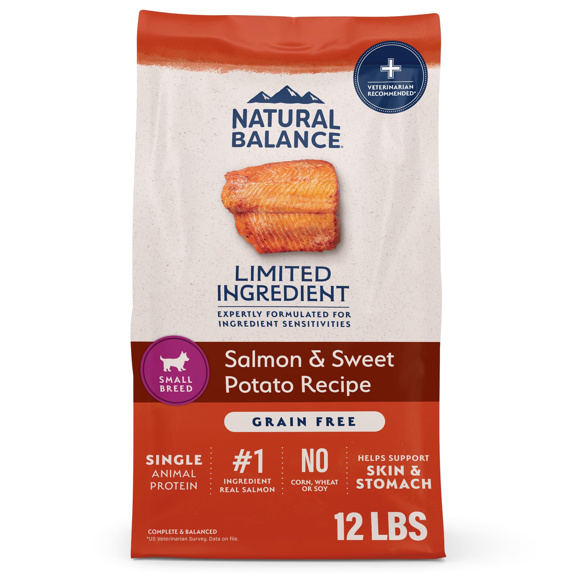Natural Balance salmón y batata en croqueta pequeña para perros pequeños y estómago sensible