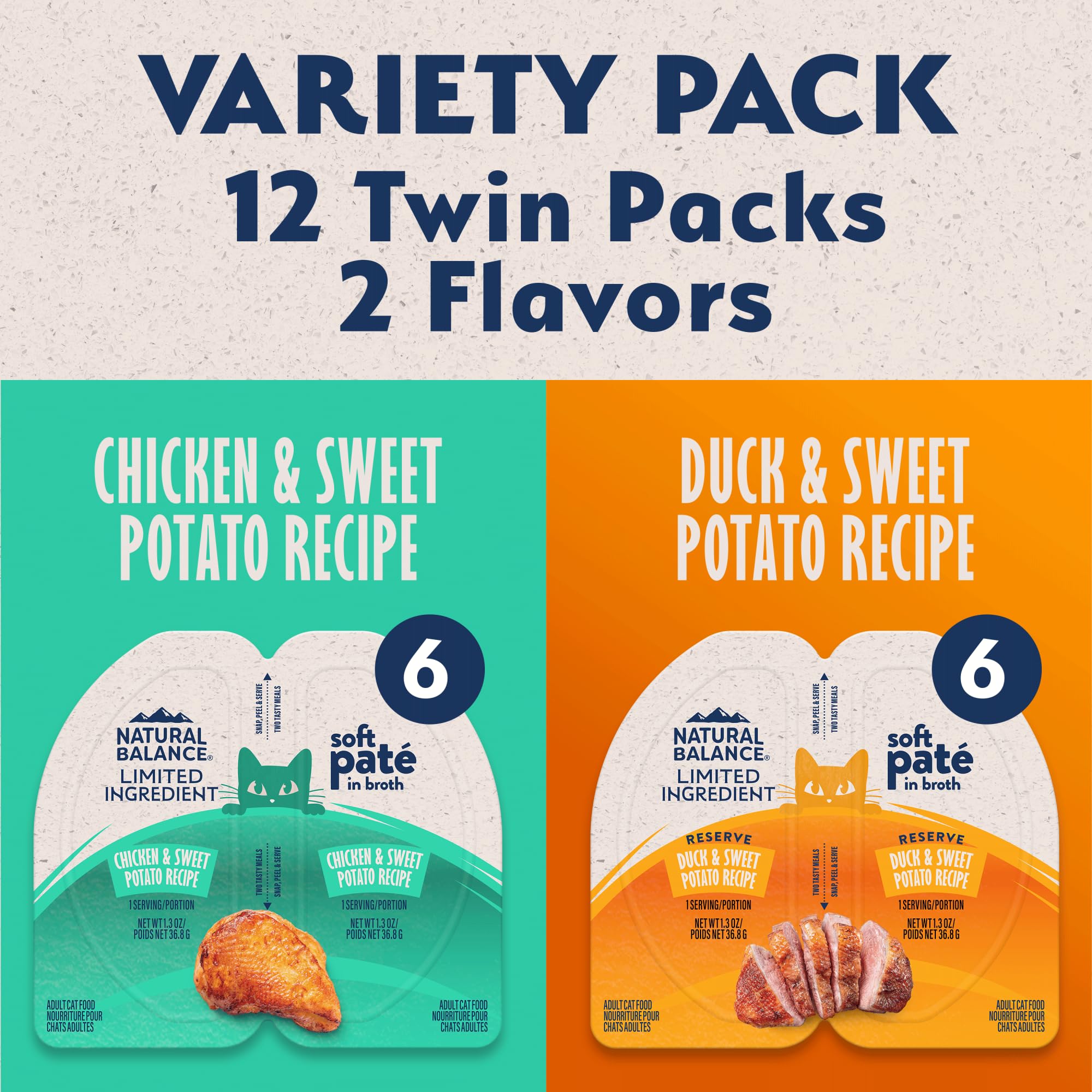 Natural Balance split cup pato twin pack: proteína simple para estómagos sensibles.