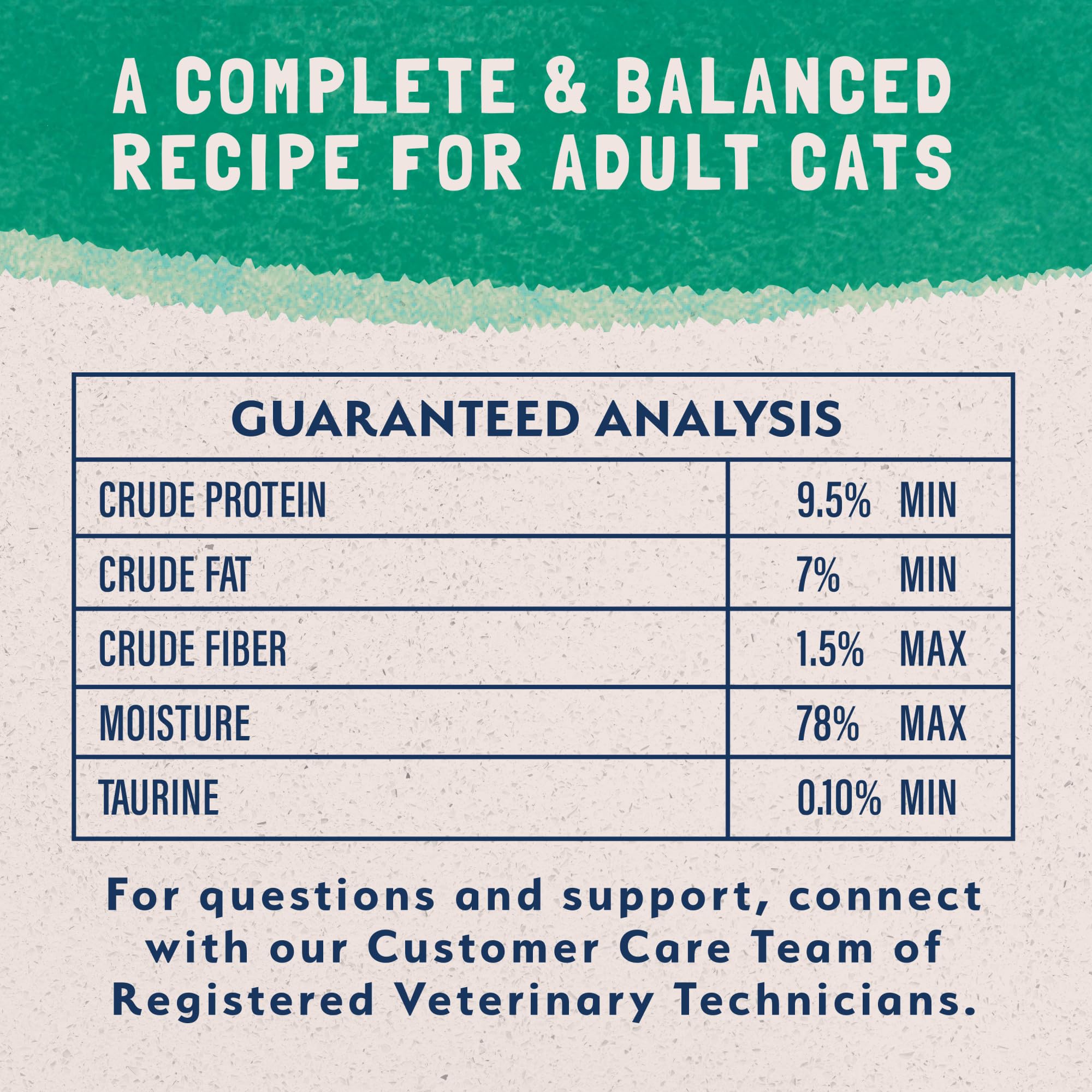 Natural Balance: taurina añadida para apoyar la salud cardíaca en gatos.