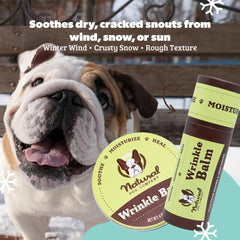 natural dog company aplica balsamo en arrugas faciales para mantener la piel limpia y cómoda.