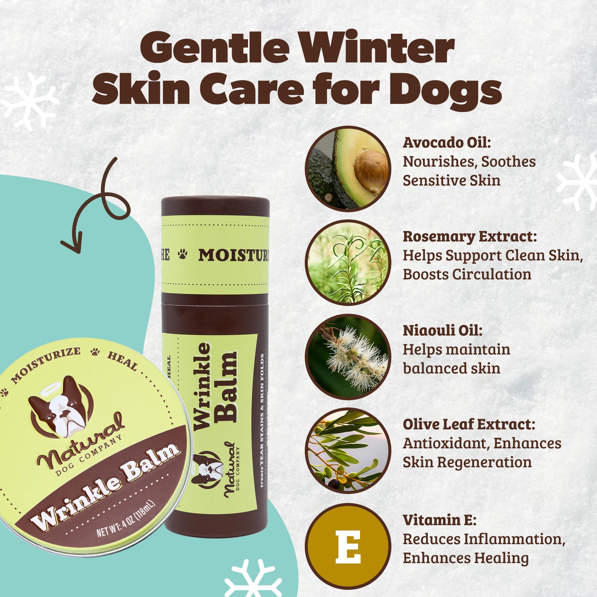 Natural Dog Company aplicar diariamente en pliegues para comodidad