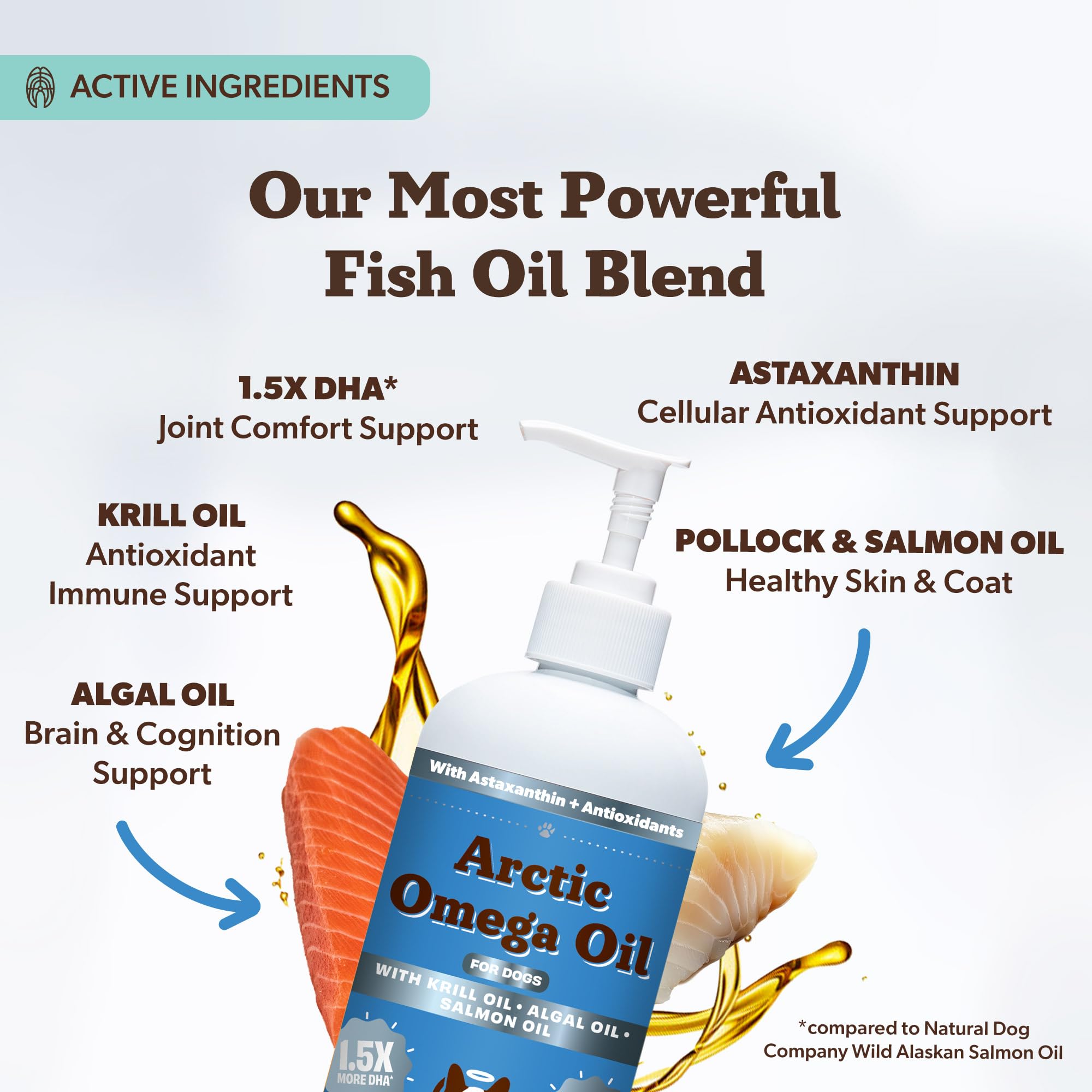 Natural Dog Company Arctic Omega Oil con bomba, fácil dosificar en la comida